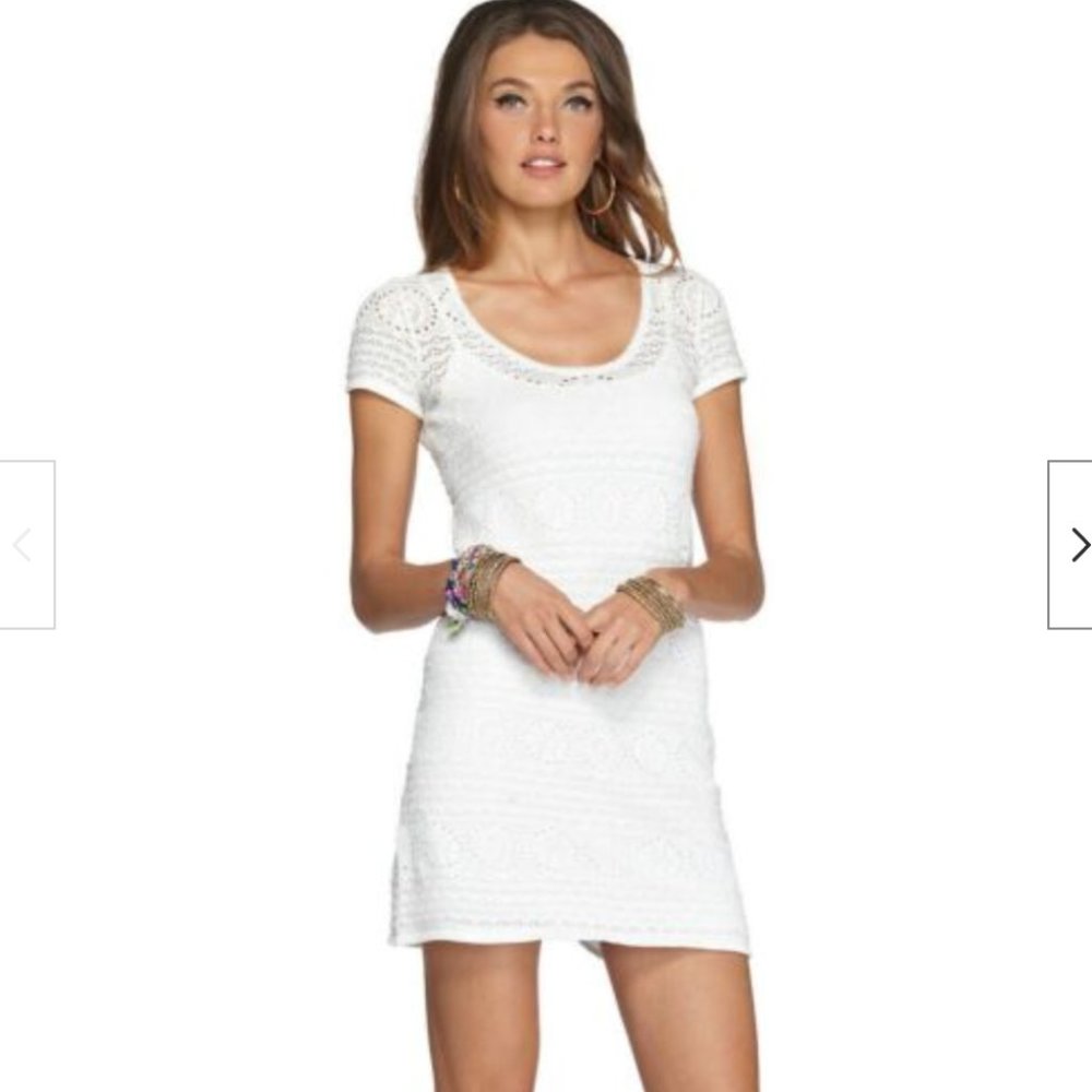 Lilly Pulitzer - White Paulette Crochet Sweater Shift Dress - S